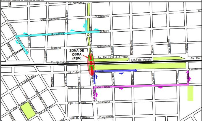 F. Varela - Corte al tránsito por tareas en el Paso Bajo Nivel de Av. Eva Perón / Av. San Martín